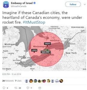 Twitter post with map of Canada
